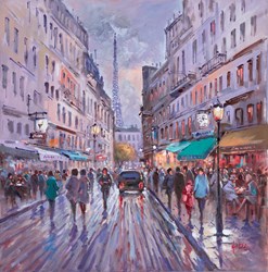 Parisian Streets by Henderson Cisz - Original Painting on Stretched Canvas sized 15x15 inches. Available from Whitewall Galleries